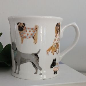 Cooksmart England Dog Breeds Pups In Sweaters Pawprints Coffee Mug Cup 14 oz